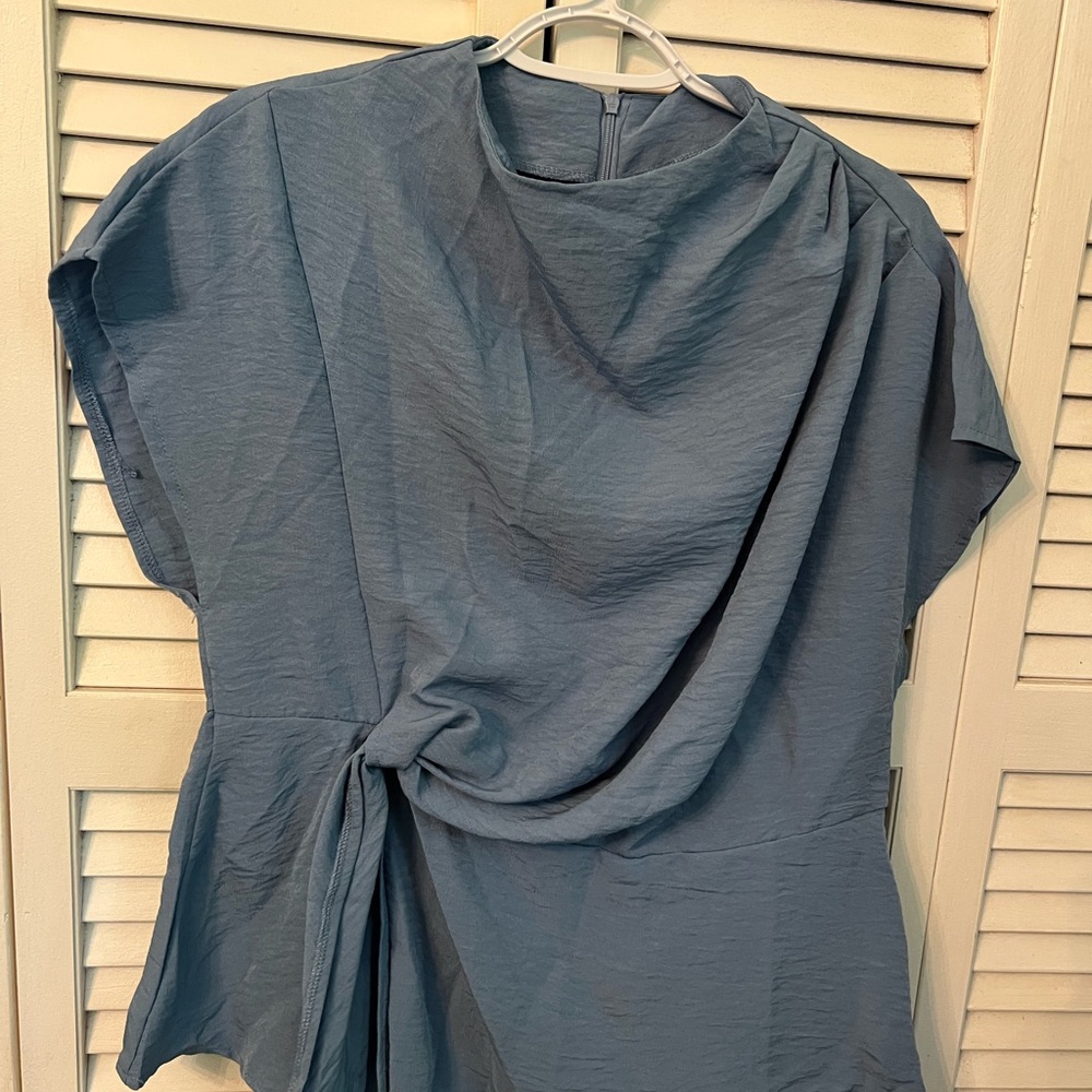 SHEIN Blue Draped Blouse